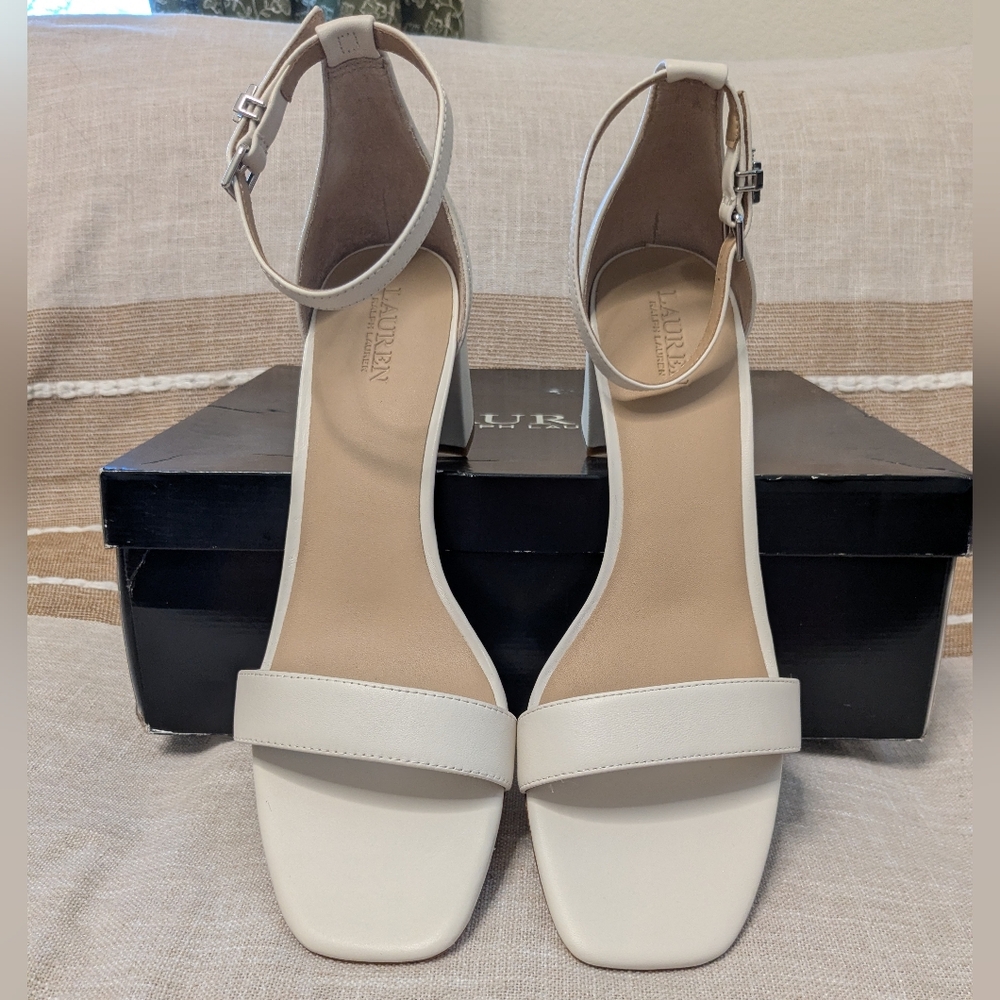 Lauren Ralph Lauren Women's Logan Heels Soft Nappa White Size 9.5